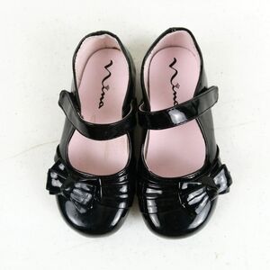 Nina Toddler Girls Mary Jane Dress Shoes Size 8 Black Patent Faux Leather